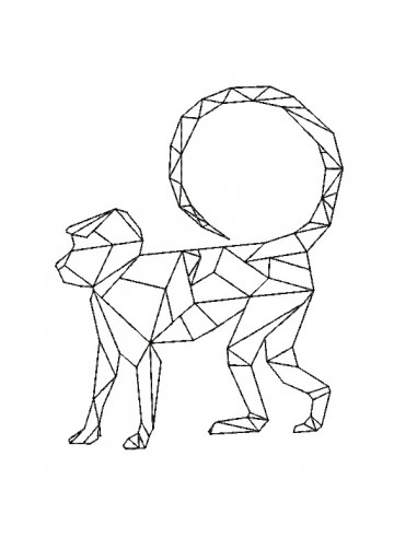 machine embroidery design origami monkey
