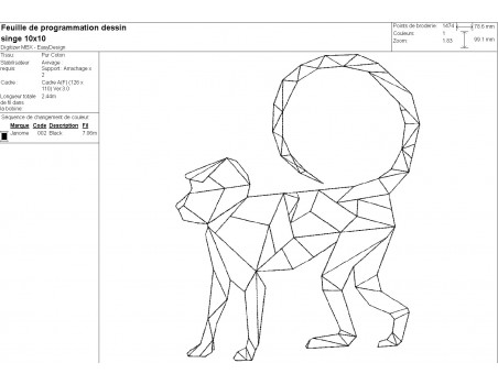 Motif de broderie machine singe origami