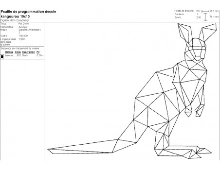 Motif de broderie machine kangourou origami