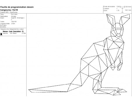 machine embroidery design origami kangaroo