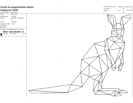 Motif de broderie machine kangourou origami
