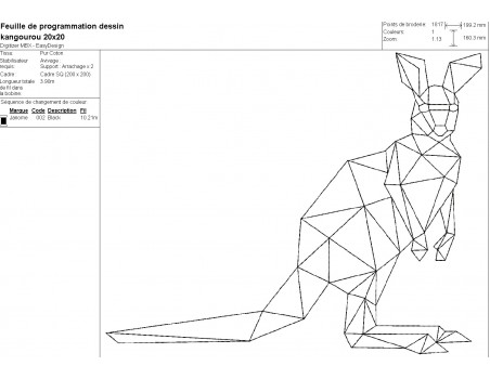 Motif de broderie machine kangourou origami