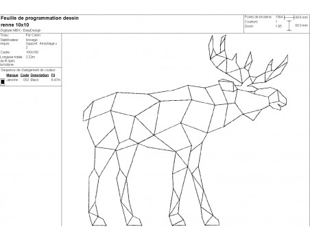 Motif de broderie machine renne origami