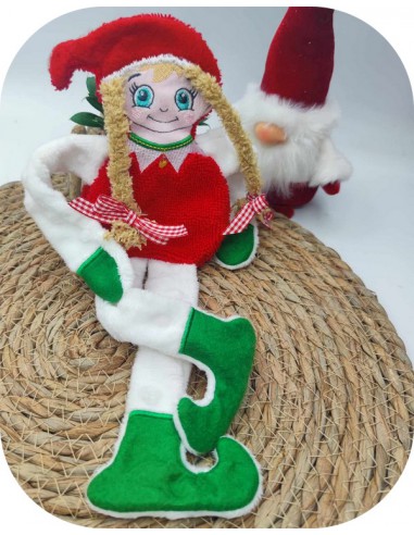 machine embroidery design Christmas girl elf ith