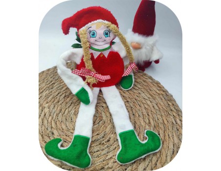 machine embroidery design Christmas girl elf ith