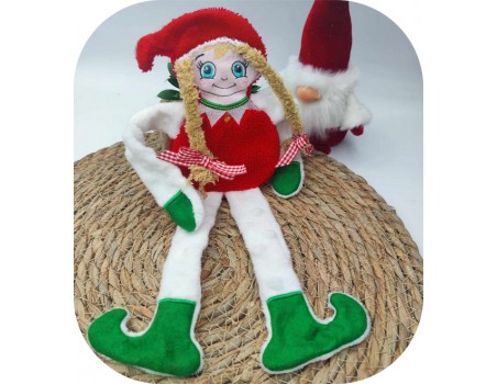 machine embroidery design Christmas girl elf ith