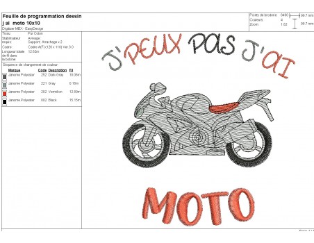 Motif de broderie machine moto