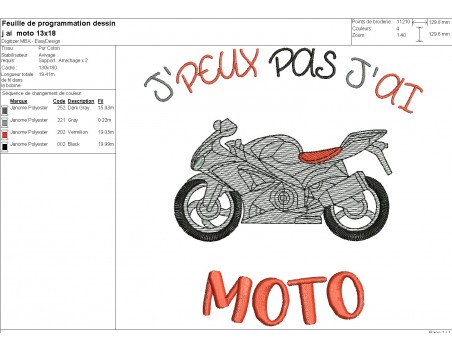 Motif de broderie machine moto