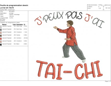 machine  embroidery design  i can not tai-chi