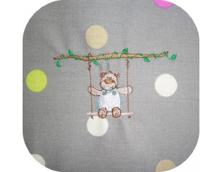 Instant download machine embroidery Pooh on a swing