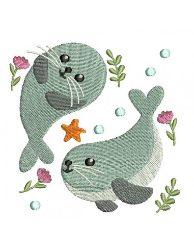 Instant download machine embroidery design baby seals