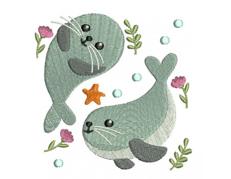 Instant download machine embroidery design baby seals