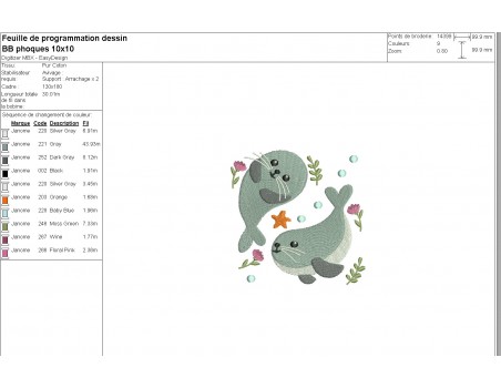 Motif de broderie machine bébés phoques