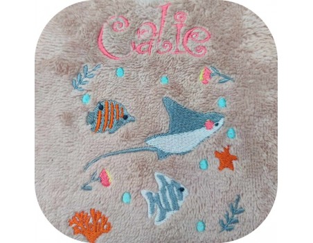 Motif de broderie machine raie manta