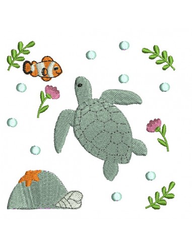 machine embroidery design sea turtle