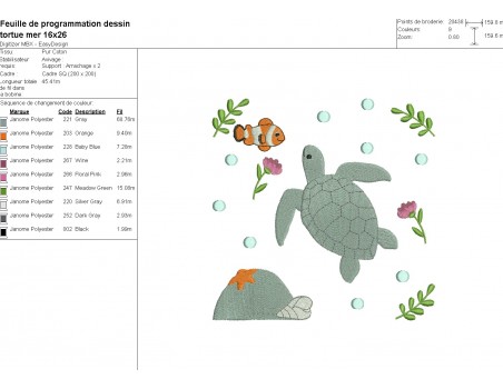 machine embroidery design sea turtle