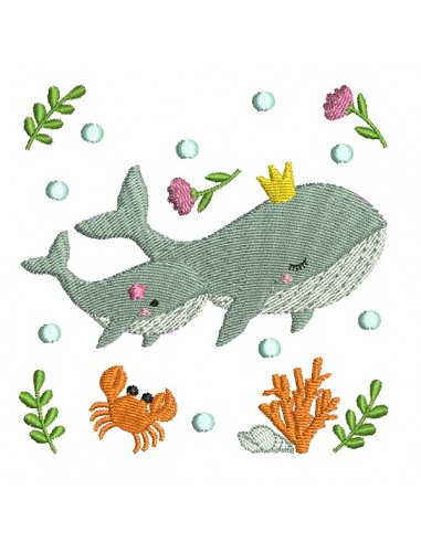 machine embroidery design whale