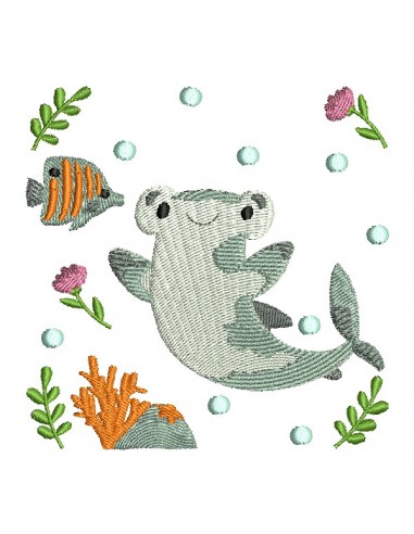 machine embroidery design  hammerhead shark