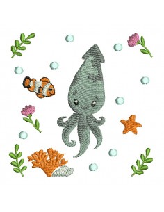 Motif de broderie machine poulpe