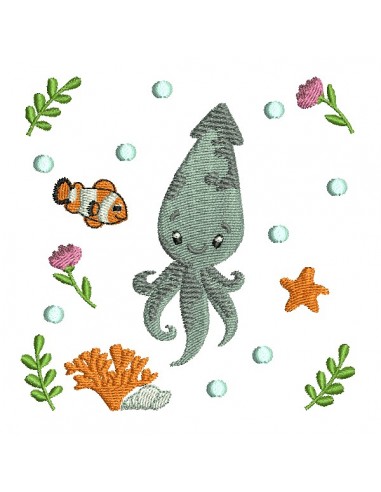 machine embroidery design octopus