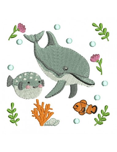 machine embroidery design dolphin