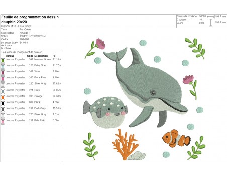machine embroidery design dolphin