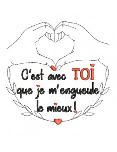 Motif de broderie machine  coeur amoureux