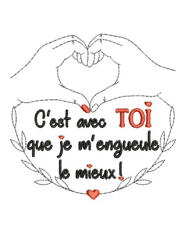 Motif de broderie machine  coeur amoureux