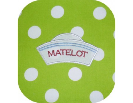 Motif de broderie machine chapeau de matelot personnalisable