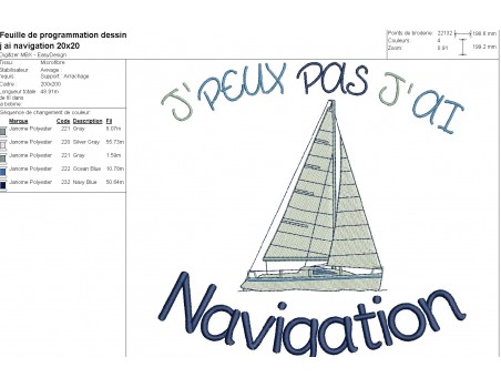 machine  embroidery design  i can not yachting