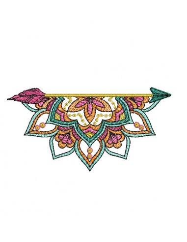 Machine embroidery design half mandala arrow