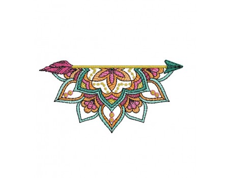Machine embroidery design half mandala arrow