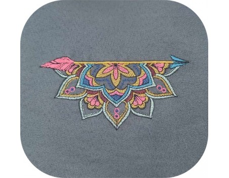 Machine embroidery design half mandala arrow