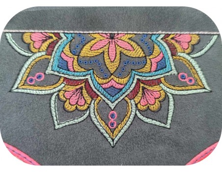 Machine embroidery design half mandala