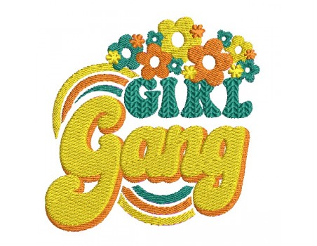 machine embroidery design girl gang