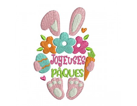 Motif de broderie machine  lapin de Pâques