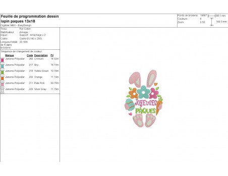 machine embroidery design easter bunny