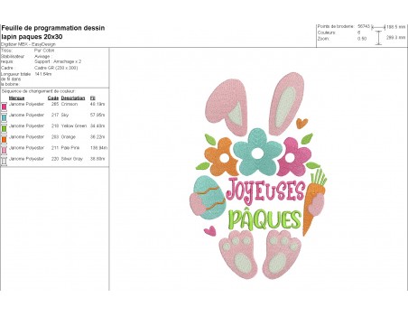 machine embroidery design easter bunny