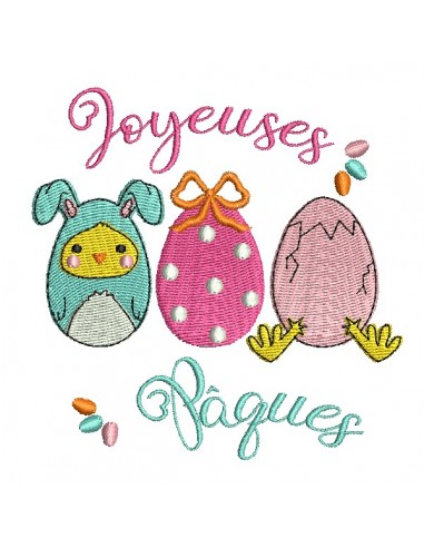 Motif de broderie machine  oeufs Joyeuses Pâques