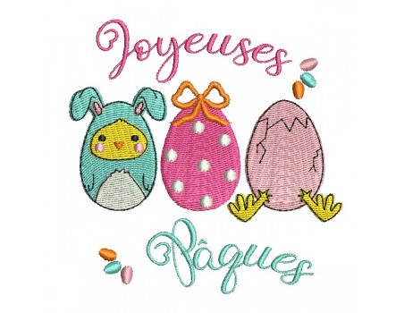 Motif de broderie machine  oeufs Joyeuses Pâques