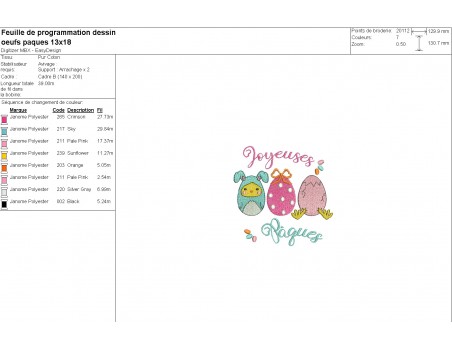 Motif de broderie machine  oeufs Joyeuses Pâques