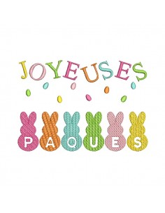 Motif de broderie machine  lapins  Joyeuses Pâques