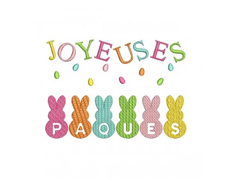 Motif de broderie machine  lapins  Joyeuses Pâques