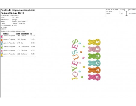 Motif de broderie machine  lapins  Joyeuses Pâques