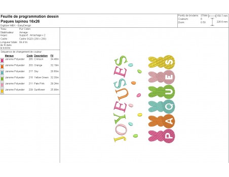 Motif de broderie machine  lapins  Joyeuses Pâques