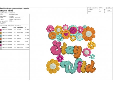 Motif de broderie machine  stay wild