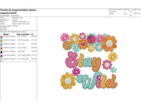 Motif de broderie machine  stay wild