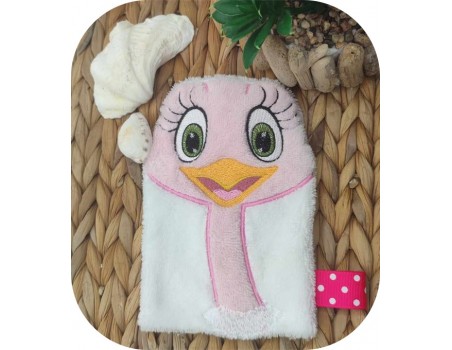 machine embroidery design ostrich wasch mitt  ITH