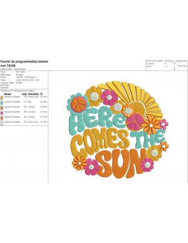 Art Mural Brodé Vintage Années 70 – Azalée Coucher De Soleil, Broderie Florale Sunset Designs