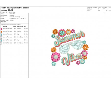 machine embroidery design summer